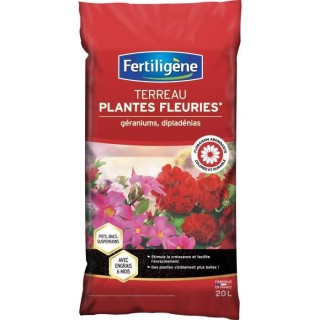 FERTILIGENE - Terreau plantes fleuries, géraniums, dipladénias  20l