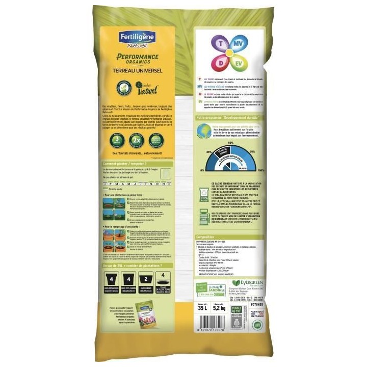 FERTILIGENE Terreau Performance Organics Universel - 35 L