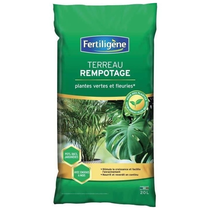 FERTILIGENE - Terreau rempotage plantes vertes - 6L