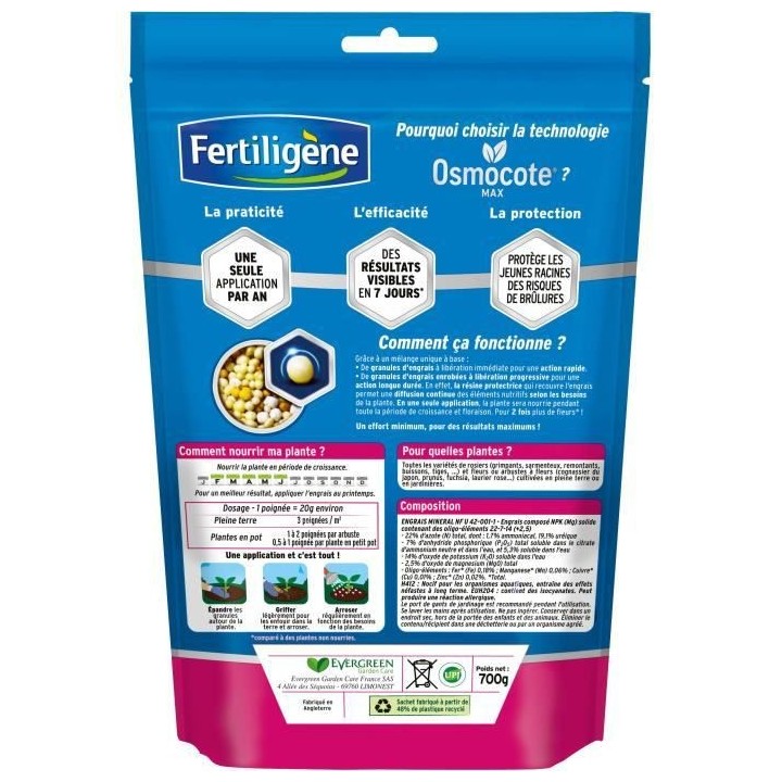 FERTILIGeNE - Engrais Longue durée Osmocote max Rosiers et Arbustes a