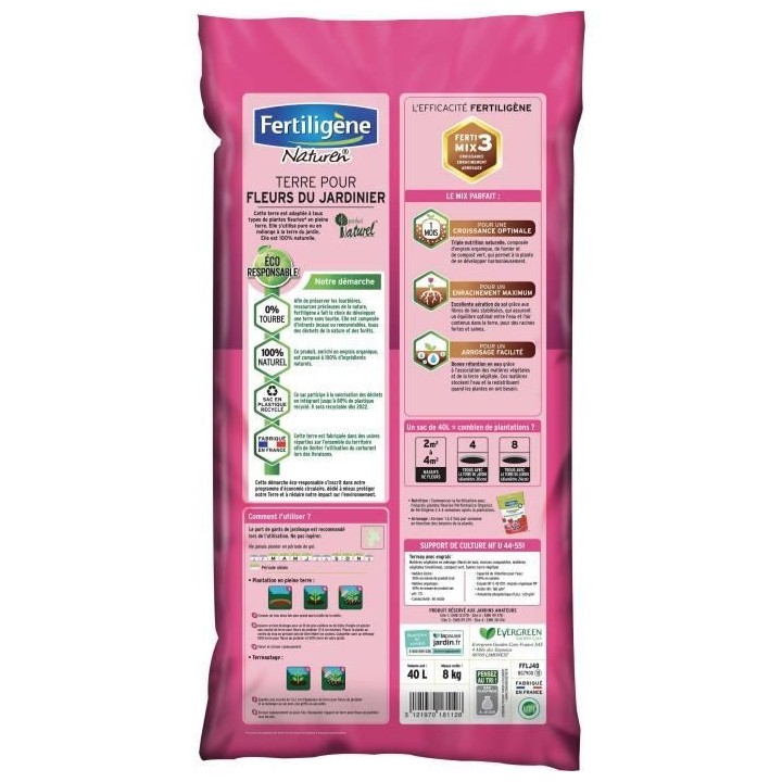 NATUREN - Terre pour fleurs du jardinier - 40L