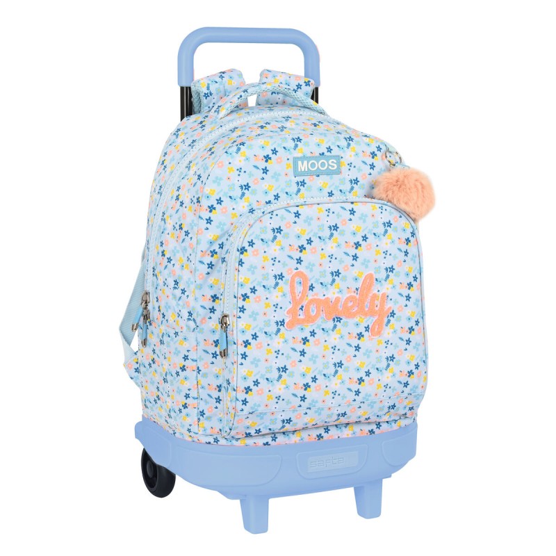 Cartable à roulettes Moos Lovely Bleu 33 X 45 X 22 cm