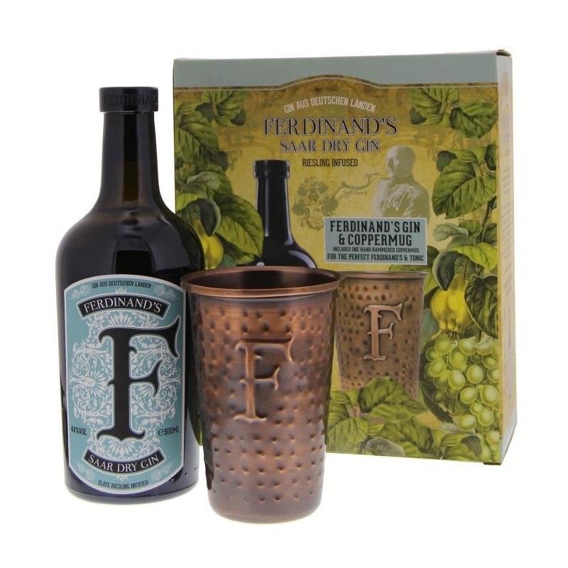 Ferdinand's Saar - Dry Gin - 44% - 50 cl - Coffret avec 1 mug en cuivre