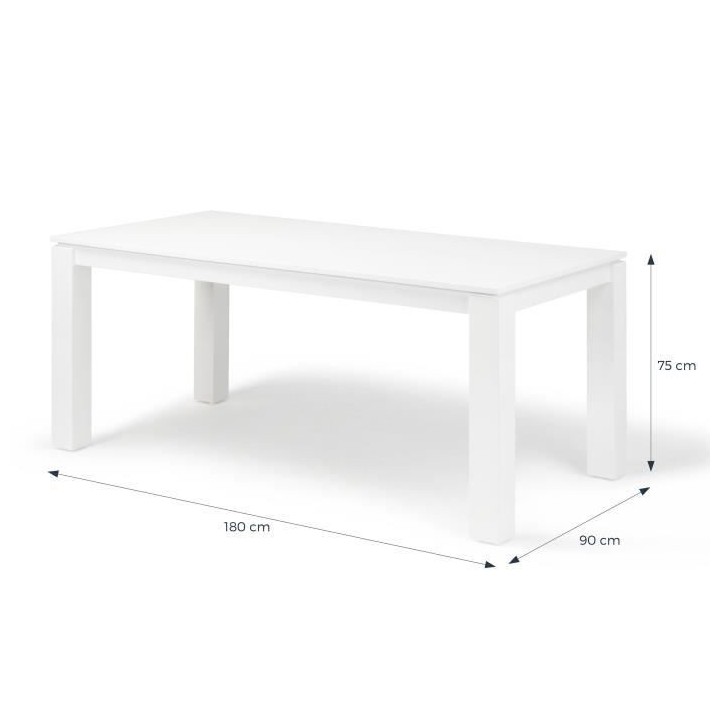 Table a manger extensible FLORENCE - Rectangulaire - Laqué Blanc - St