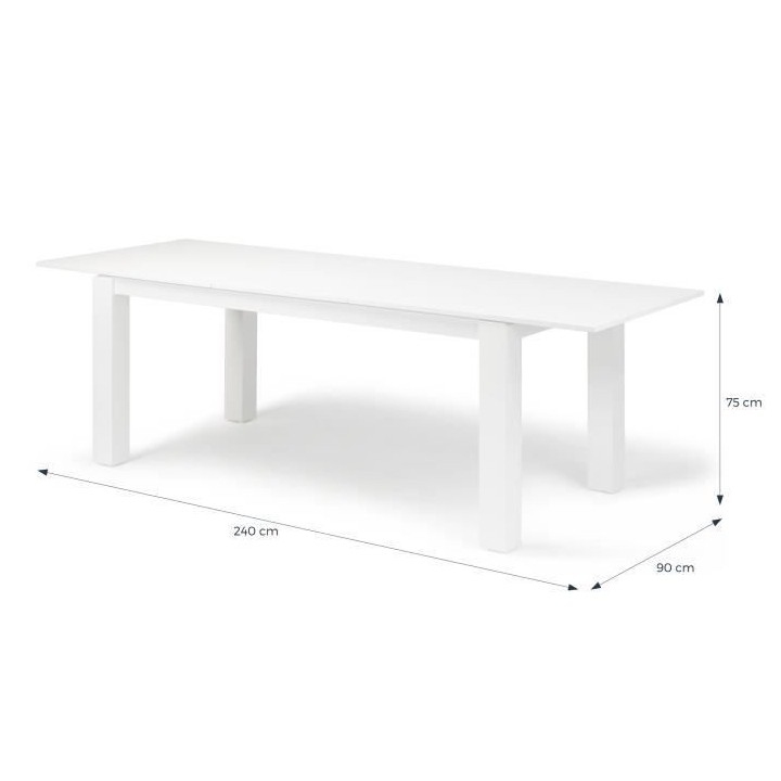 Table a manger extensible FLORENCE - Rectangulaire - Laqué Blanc - St