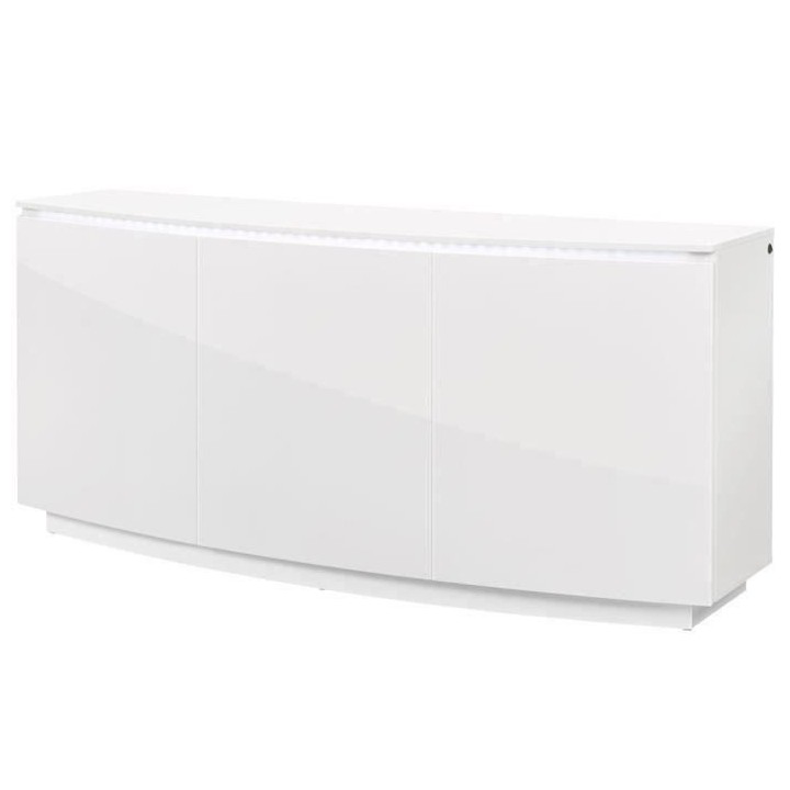 Buffet FLORENCE - Blanc brillant - 3 portes + LED - Style contemporain