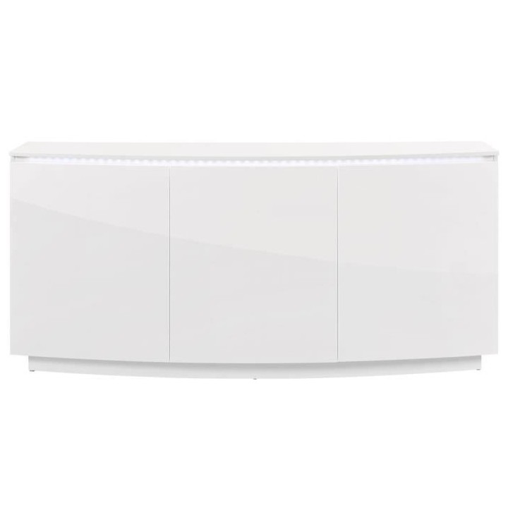 Buffet FLORENCE - Blanc brillant - 3 portes + LED - Style contemporain