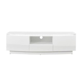 Meuble TV LED Style contemporain FLORENCE - Blanc brillant - 2 portes