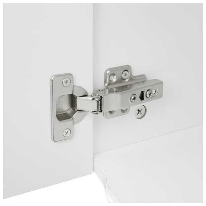 Meuble TV LED Style contemporain FLORENCE - Blanc brillant - 2 portes