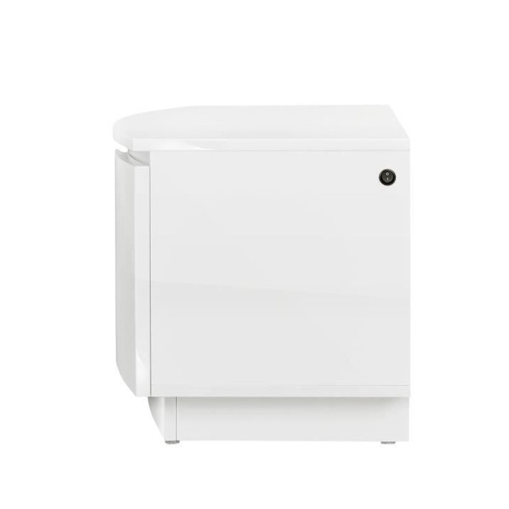 Meuble TV LED Style contemporain FLORENCE - Blanc brillant - 2 portes