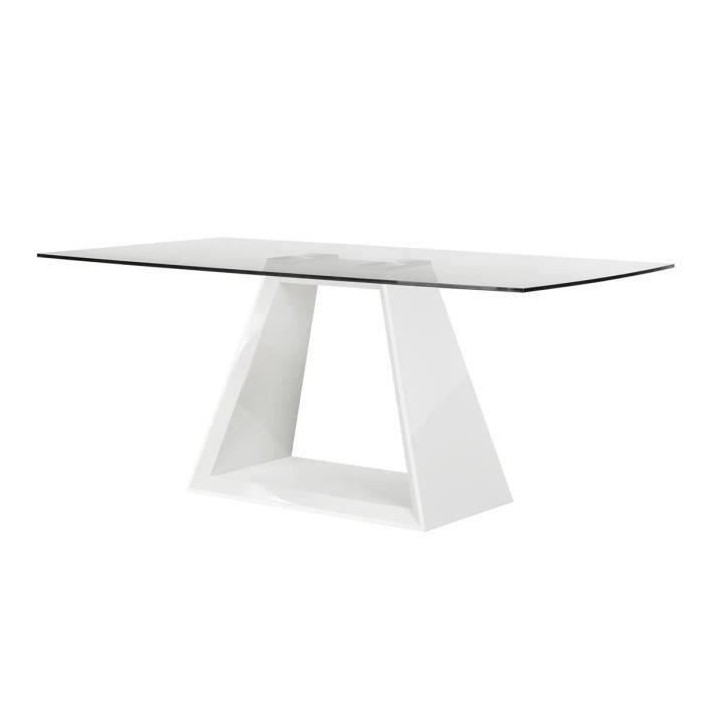 Table a manger fixe VIRGOS - Rectangulaire -Verre trempé Blanc brilla