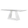 Table a manger fixe VIRGOS - Rectangulaire -Verre trempé Blanc brillant - Style contemporain - 8 personnes - L 180 x P 74 x H 1