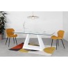 Table a manger fixe VIRGOS - Rectangulaire -Verre trempé Blanc brillant - Style contemporain - 8 personnes - L 180 x P 74 x H 1