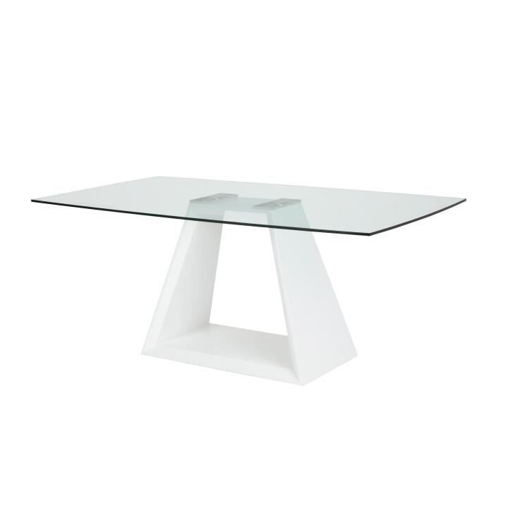 Table a manger fixe VIRGOS - Rectangulaire -Verre trempé Blanc brilla