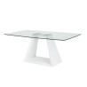 Table a manger fixe VIRGOS - Rectangulaire -Verre trempé Blanc brillant - Style contemporain - 8 personnes - L 180 x P 74 x H 1