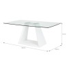 Table a manger fixe VIRGOS - Rectangulaire -Verre trempé Blanc brillant - Style contemporain - 8 personnes - L 180 x P 74 x H 1