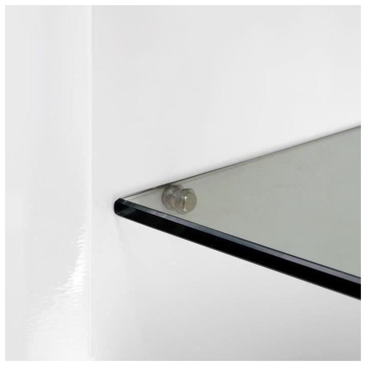 Meuble TV LED Style contemporain VIRGOS - Décor chene et blanc brilla