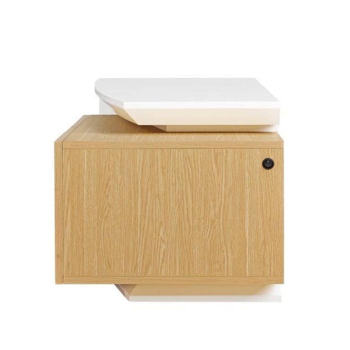 Meuble TV LED Style contemporain VIRGOS - Décor chene et blanc brilla