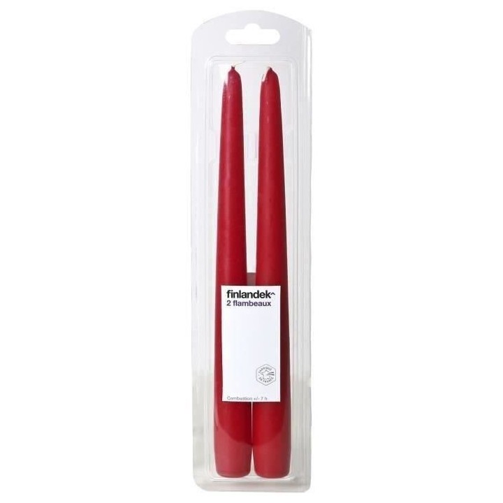 FINLANDEK Boite de 2 flambeaux - H 24,5 cm - Rouge