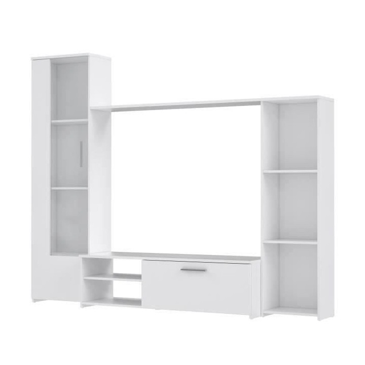 Meuble TV paroi murale - Blanc mat - Contemporain - L 220,4 x P41,3 x