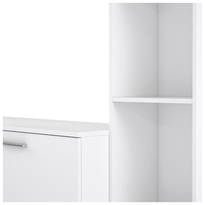 Meuble TV paroi murale - Blanc mat - Contemporain - L 220,4 x P41,3 x