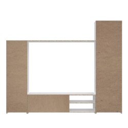 Meuble TV paroi murale - Blanc mat - Contemporain - L 220,4 x P41,3 x H177,5 cm - PILVI