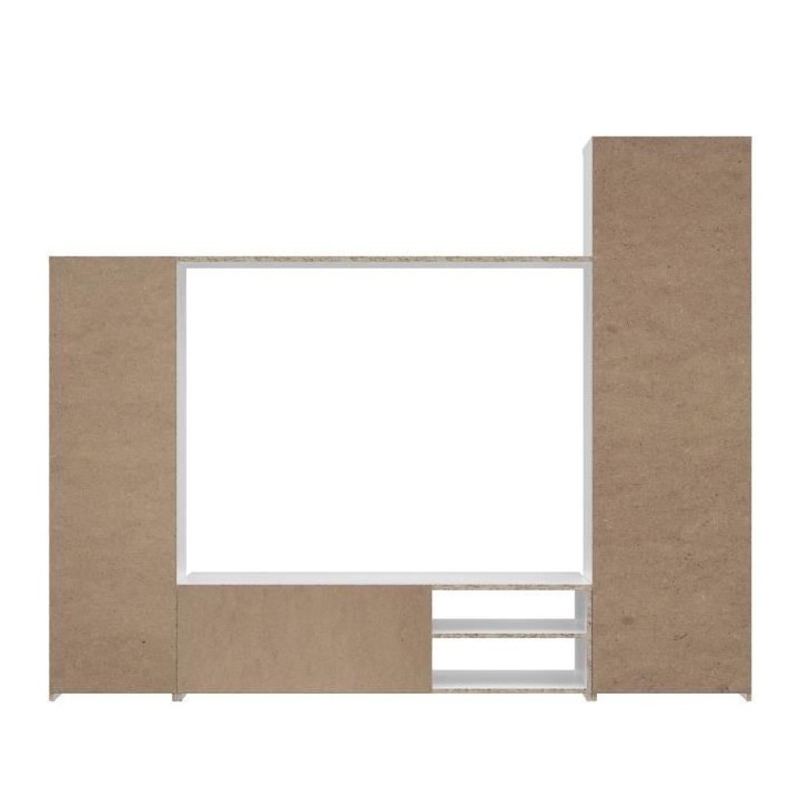 Meuble TV paroi murale - Blanc mat - Contemporain - L 220,4 x P41,3 x