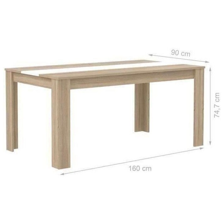 Table a manger 6-8 personnes - ELAMA - Rectangulaire -Panneau de parti