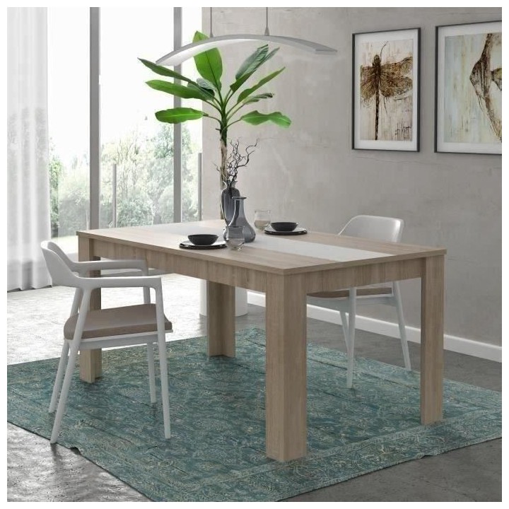 Table a manger 6-8 personnes - ELAMA - Rectangulaire -Panneau de parti