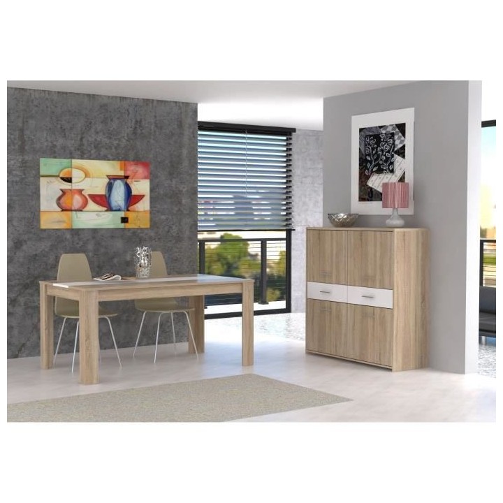 Table a manger 6-8 personnes - ELAMA - Rectangulaire -Panneau de parti