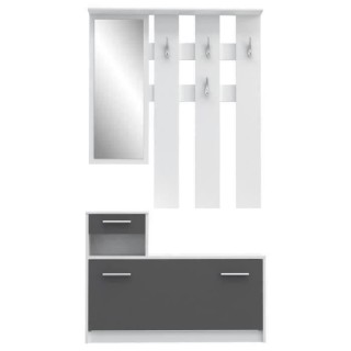 PEILI Vestiaire d'entrée contemporain blanc et gris mat - L 97,5 cm