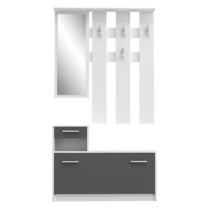 PEILI Vestiaire d'entrée contemporain blanc et gris mat - L 97,5 cm