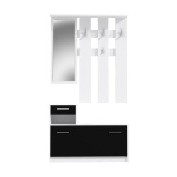 PEILI Vestiaire d'entrée contemporain blanc et noir mat - L 97,5 cm