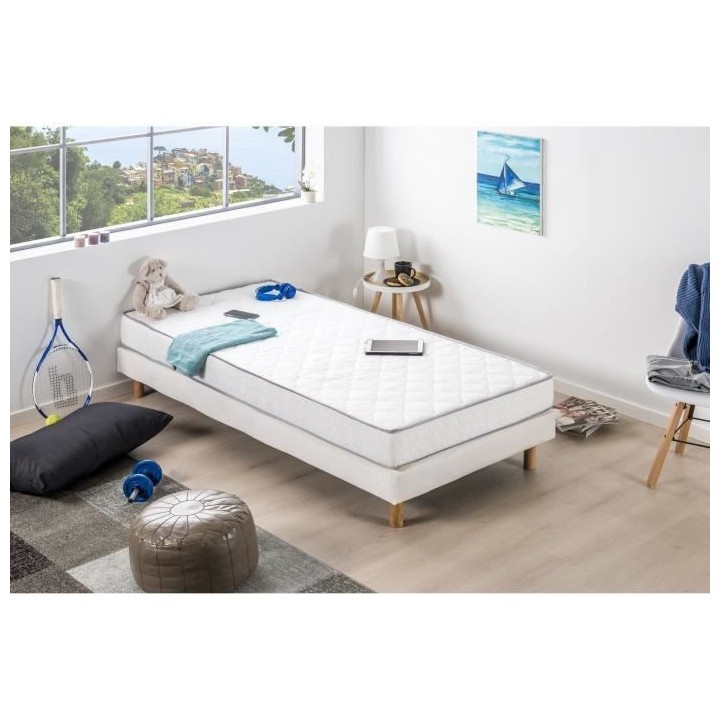 Matelas 90x200 cm - DEKO DREAM - Mousse - Ferme - 14 cm - 5 zones - HA
