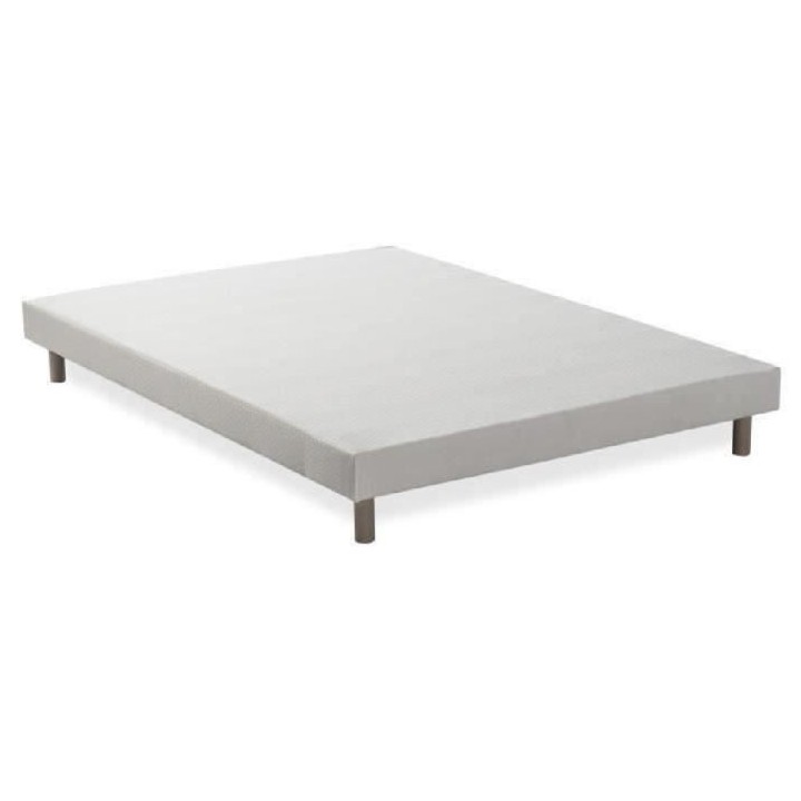 Sommier tapissier a lattes 140 x 200 - Bois massif blanc + pieds - DEK