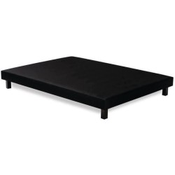 DEKO DREAM Rakenne Sommier tapissier a lattes 140 x 190 cm - Bois massif noir + Pieds