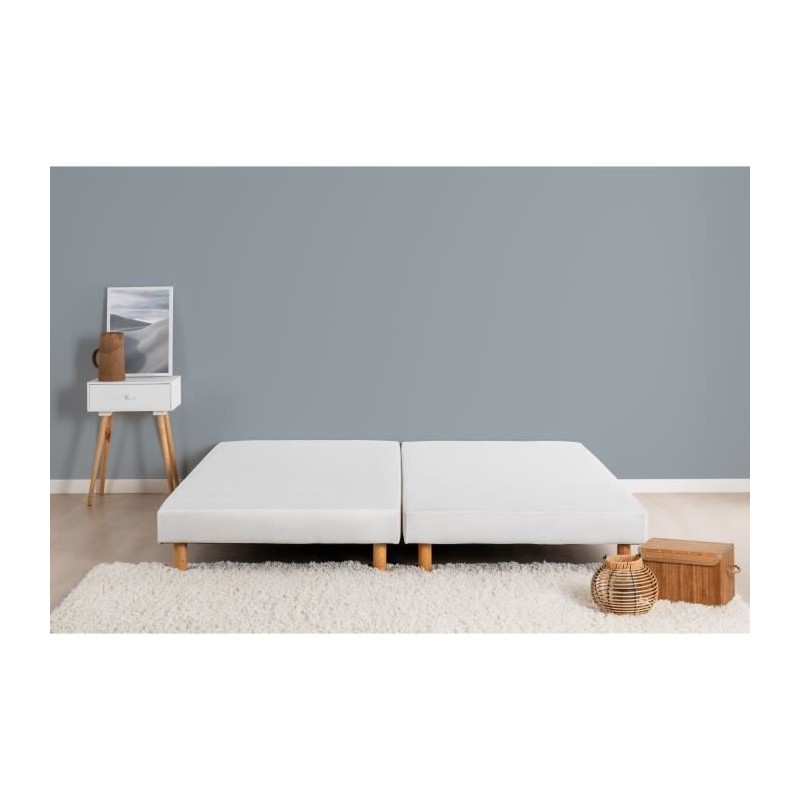 DEKO DREAM Rakenne - Sommiers tapissiers a lattes x 2 - 180 x 200 - Bois massif blanc + pieds