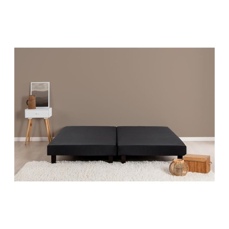 DEKO DREAM Rakenne Sommiers tapissiers a lattes x2 160x200 cm - Bois massif Noir + Pieds