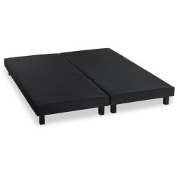 FINLANDEK Rakenne Lot de 2 Sommiers tapissiers a lattes 180 x 200 cm - Bois massif noir + Pieds