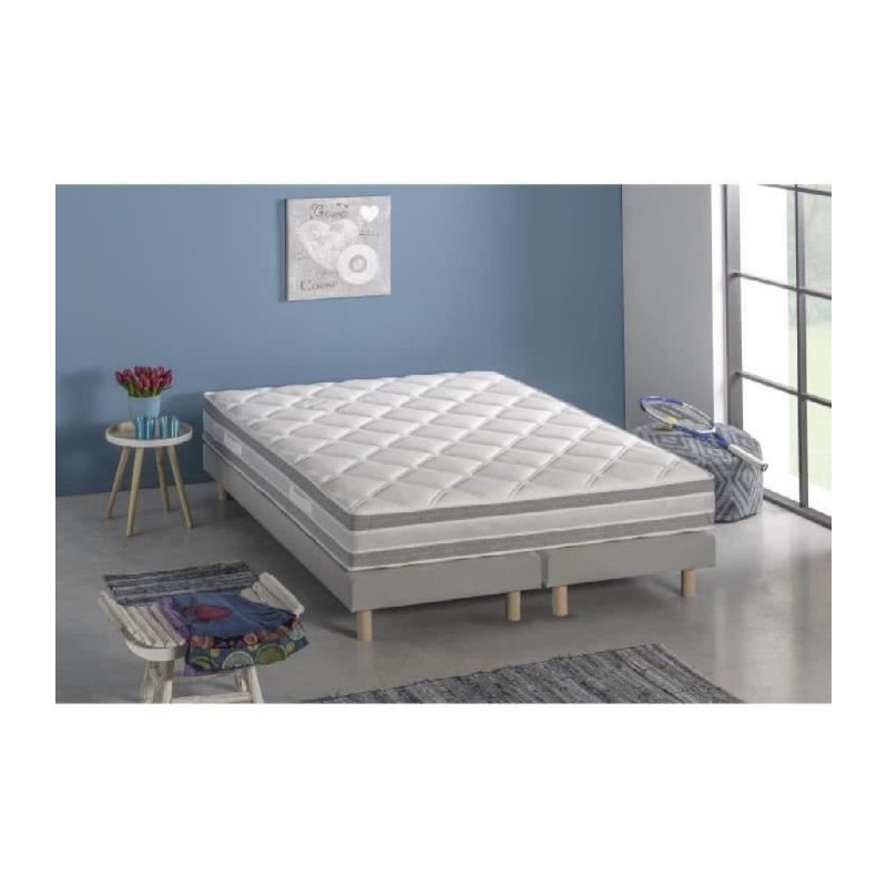 DEKO DREAM Ankka Ensemble Matelas mousse polyuréthane 160x200 cm + 2 Sommiers en bois massif - Tres ferme - Epaisseur 19 cm