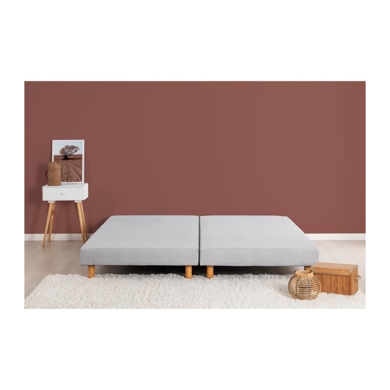 DEKO DREAM Rakenne Sommiers tapissiers a lattes 2x80x200 - Bois massif gris + pieds