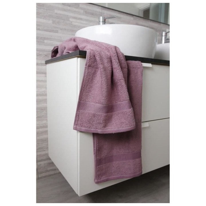FINLANDEK Set 1 Serviette + 1 Drap Douche + 2 Gants KYLPY Mauve