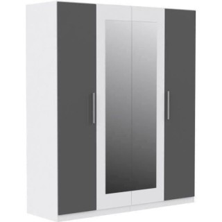Armoire battante PEHMEA - Panneaux de particules - Blanc et gris - 4 p
