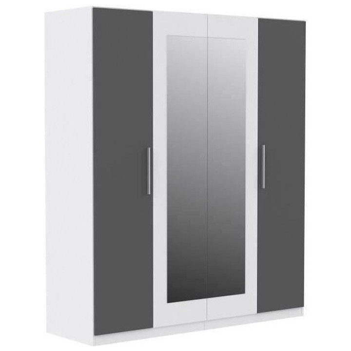 Armoire battante PEHMEA - Panneaux de particules - Blanc et gris - 4 p
