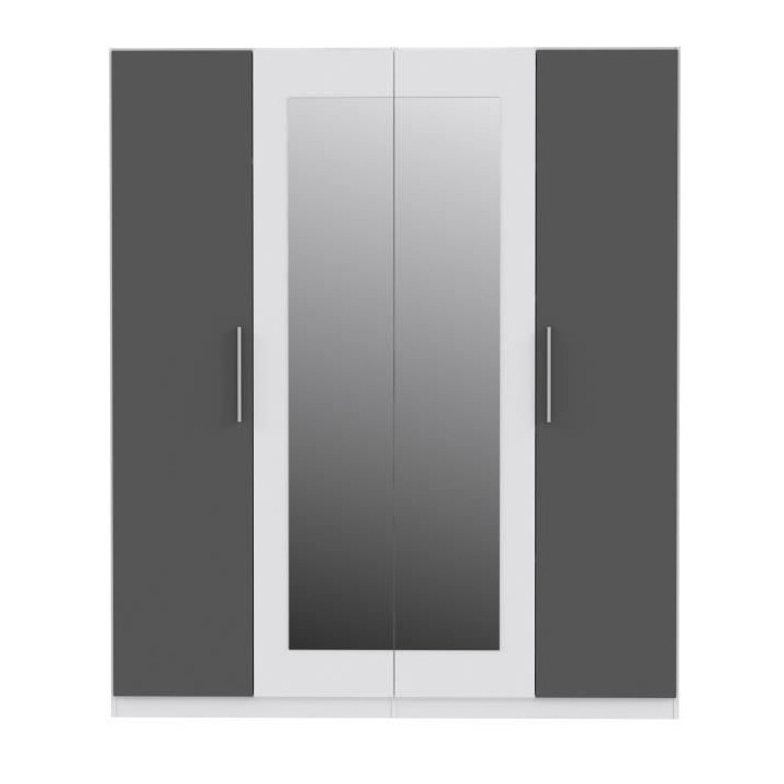 Armoire battante PEHMEA - Panneaux de particules - Blanc et gris - 4 p