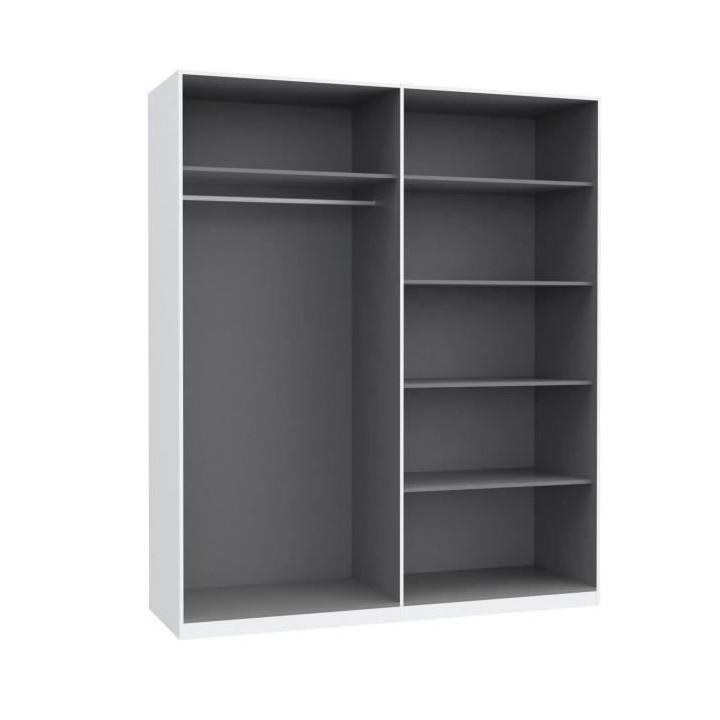 Armoire battante PEHMEA - Panneaux de particules - Blanc et gris - 4 p