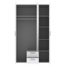 Armoire 3 portes battantes avec 1 miroir + 2 tiroirs - Blanc laqué brillant - L 121 x P 54 x H 200,1 cm - SELKEÄ