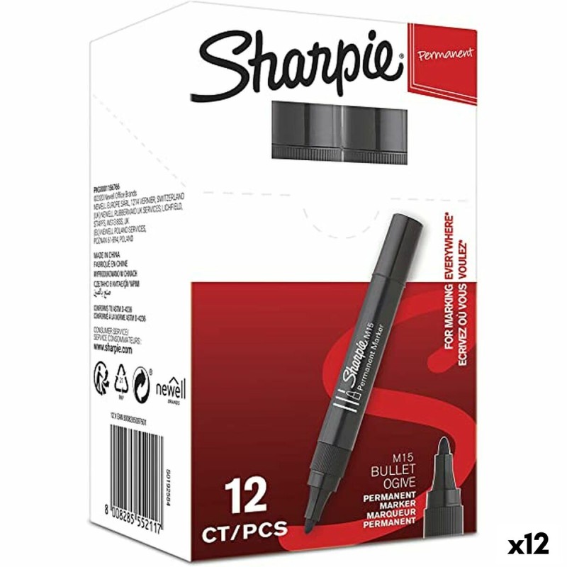 Marqueur permanent Sharpie M15 12 Pièces Noir 2 mm (12 Unités)