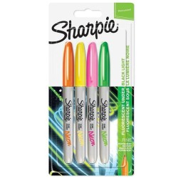 Ensemble de Marqueurs Sharpie Neon Multicouleur 4 Pièces 1 mm (12 Unités)