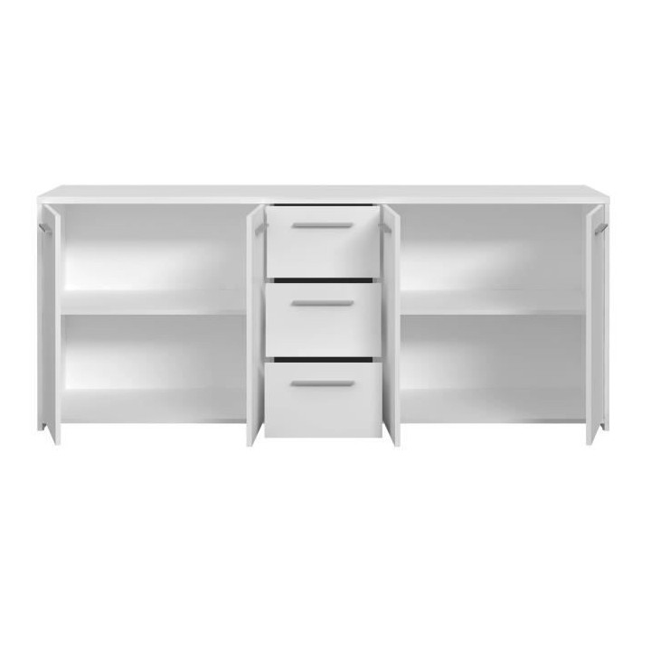 Buffet bas - Blanc mat - 4 portes 3 tiroirs - L 179 x P 42 x H 74,5 cm